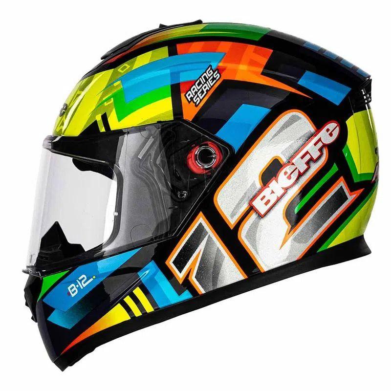 Capacete Bieffe B-12 Aragon Com Viseira Colorida + Aerofolio