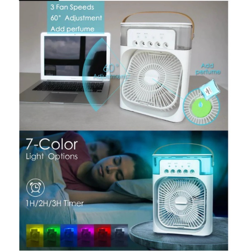 Ar Condicionado Pulverização e Ventilador Portátil Com Led Reservatório de Água BIVOLT