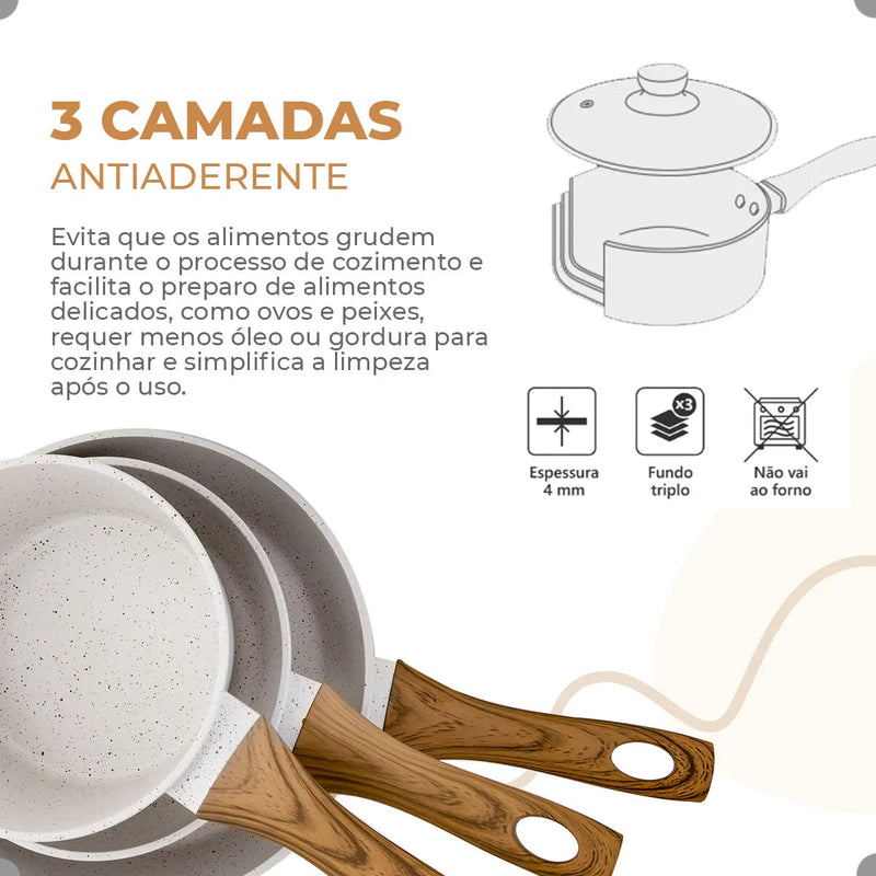 Jogo De Panelas Antiaderente Cerâmica Mimo Style 10 Peças