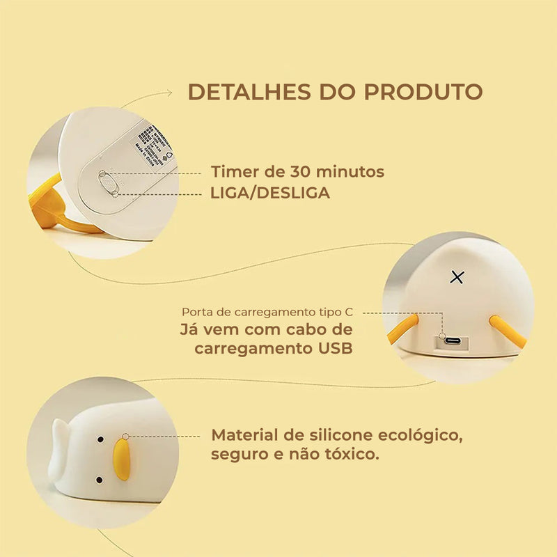 Luminária Formato Pato em Silicone Macio - Fun Duck .